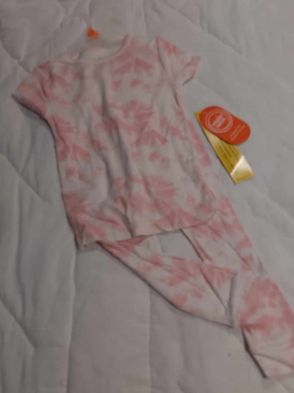 wonder nation 🍑 Pink and White Tie-Dye Short Sleeve Pajama Set